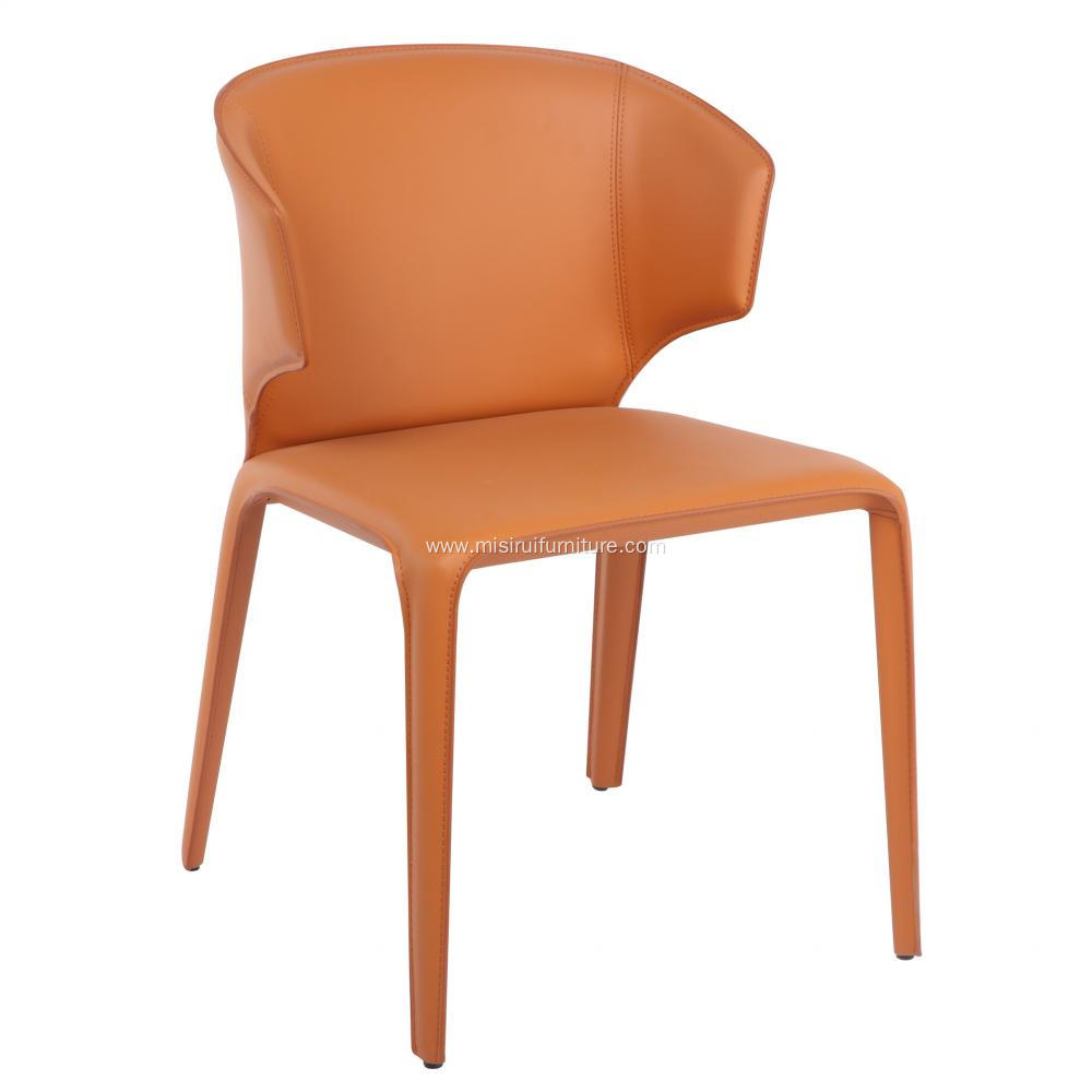 Hola orange leather armrest dining chairs