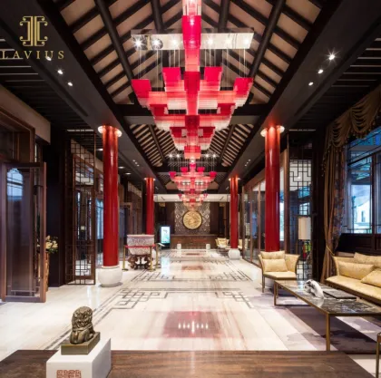 Traditional red murano glass chandelier bubble