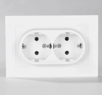 Double Socket with Grounding 2 Gang Electric White