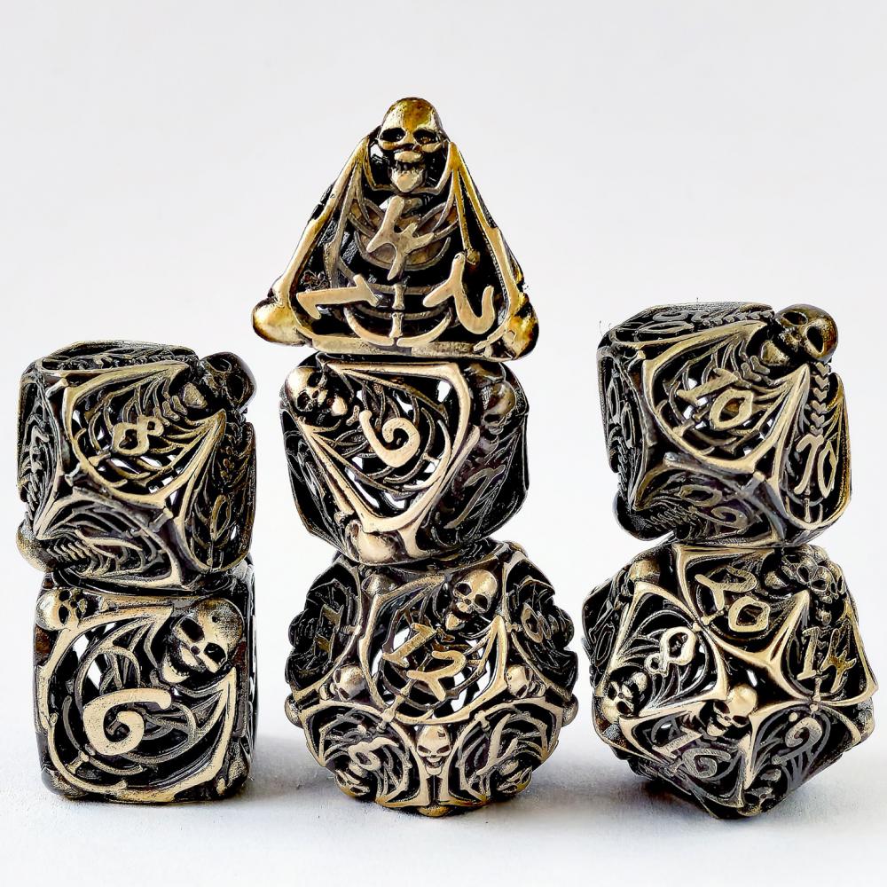 Ancient Gold Hollow Metal Dice Set