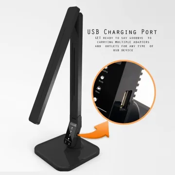 Campus Vision LED table lamp (11W4lighitng modes,5-level dimmer,touch-sensitive,1-hour auto timer,5vUSB charging port)