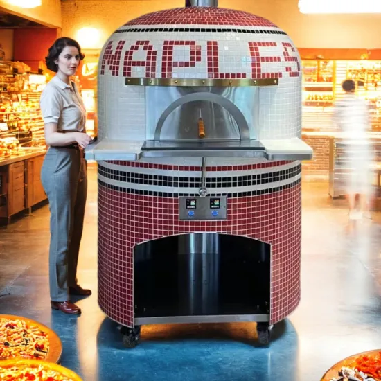 Commercial Outdoor Ceramic Brick Wood-Fired Pizza Oven with Rotary Mechanism and Affordable Pricing