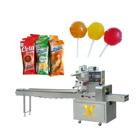 Automatic Flow Pack Horizontal Pillow Wrapping Packing Machine for Candy, Chocolate Bars, and Lollipops