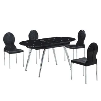 Extensible dining set with 12mm tempered glass, chromed legs, high quality, factory price