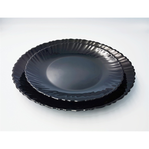 Home Hitzewiderstand schwarzer Opal -Glas -Abendessen Teller
