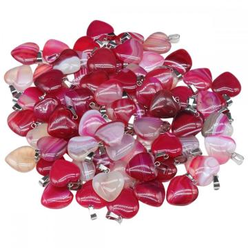 Colorful Agate Heart 20mm Gemstone Assorted Heart Pendant Natural Red Agate Charm Pendant for DIY Jewelry Making