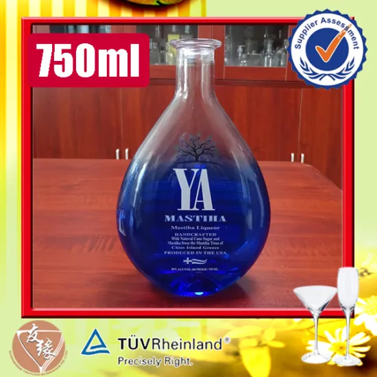 Custom special shaped high white glass cork 750 ml liquor glass bottle 750ml