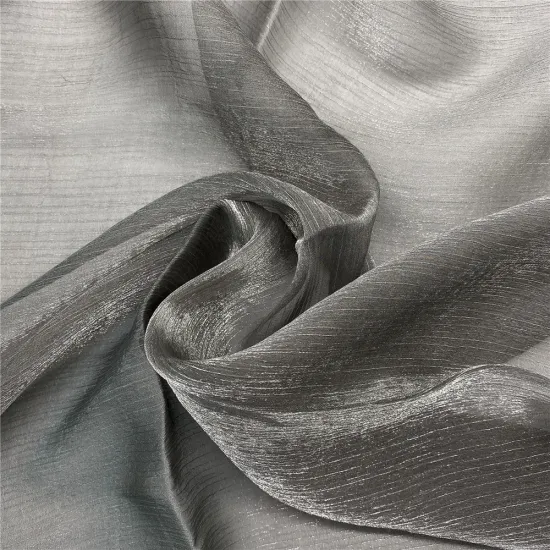 Grey Shiny Organza Tulle Fabric for Fashionable Dress