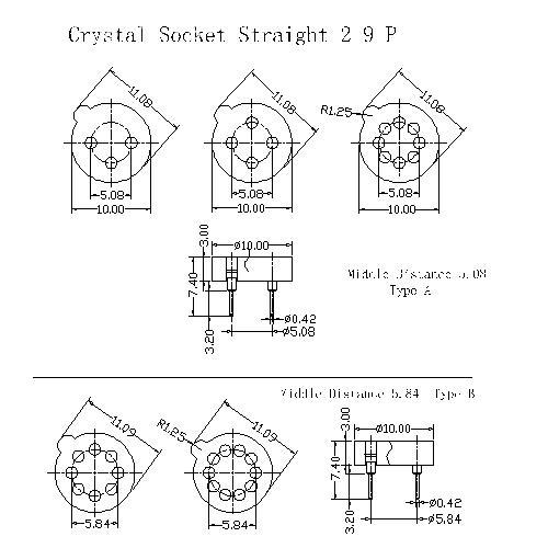MIFGS01-XXXXX Crystal Socket Straight 2-9p MIFGS01-XXXXX Crystal Socket Straight 2-9p