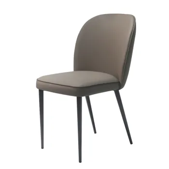 Luxury Modern Metal Frame Grey Powder Coating Leather Dining Chairs