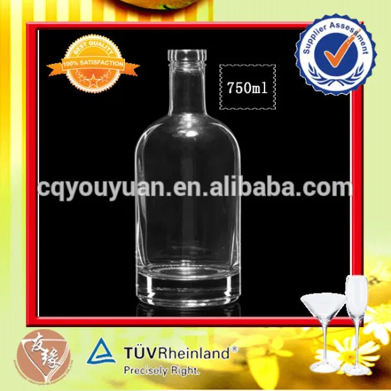 Boston round clear glass vodka bottles 750ml for sale