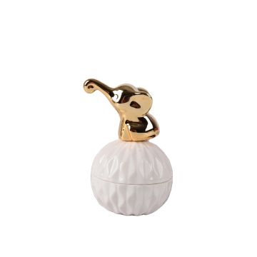 White Ceramic Jewelry Case with Handcrafted Gold Edge and Floral Lid for Wedding Anniversaries