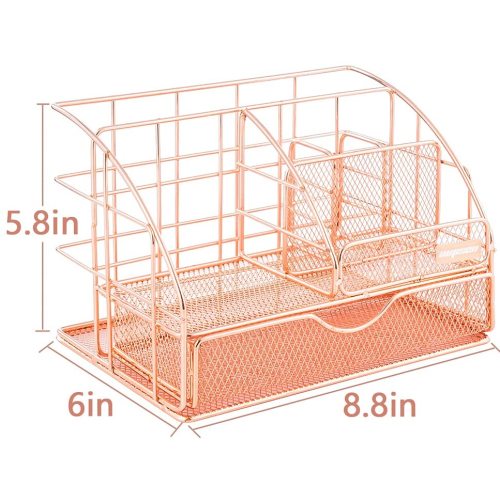 Rose Gold Metal Wire Desk Organizers