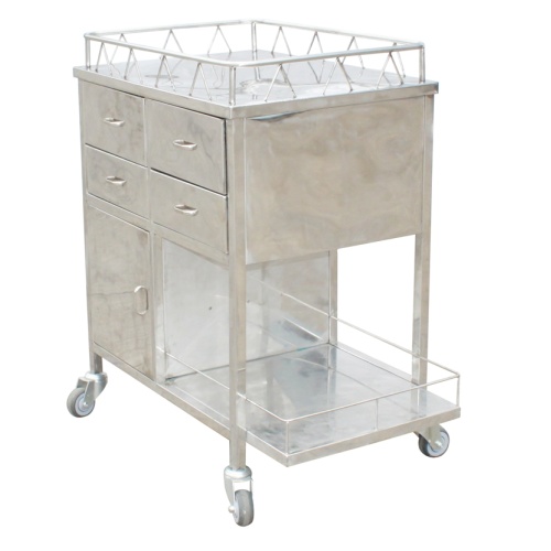 Stainless Steel Hospital Dressing Trolley With Drawer