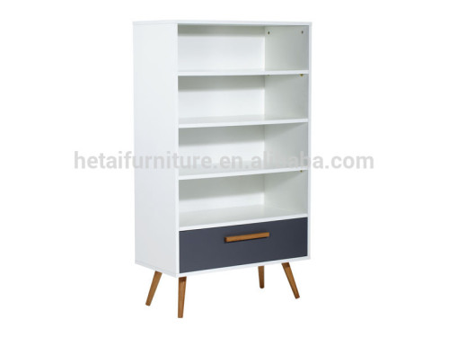 MDF bookshelf with drawers, modern bookshelf with short legs