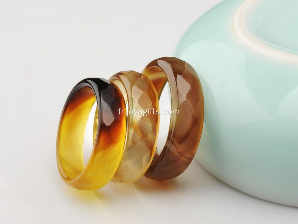 Anneaux naturels à la mode pour femmes avec pierres précieuses agate jaune naturelle de 6MM