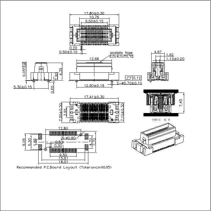 BBF0.5F-XXXX03 0.5MM Floating Board to Board Female Socket Connector With Post Mating Height 7.45mm