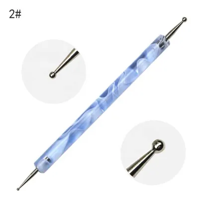 Qianya 2021 Blue and Purple Nail Art Dotting Tools - Double End Brush Pen