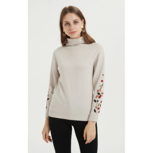 high quality cashmere women pullover with hand emboridery