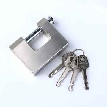 Big Rectangular Iron Padlock - Heavy Duty Theft & Rust Proof Warehouse Door Lock