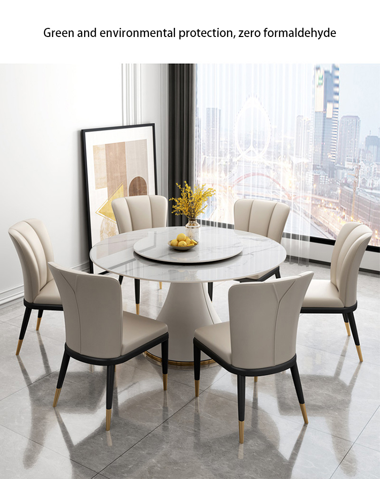 Muebles de comedor de lujo set de 8 personas y mesa de comedor redonda de 1.6 metros con sillas