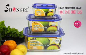 rectangular blue glass food storage containers