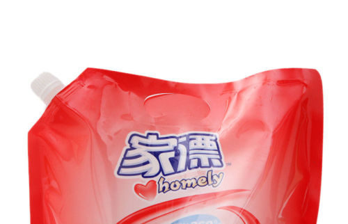 Coloured Spout Pouches , Red Washing Liquid Bag With Spout