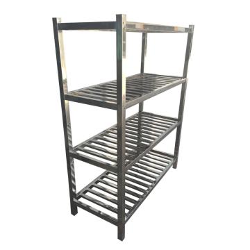 Stainless Steel Commercial Kitchen Storage Rack - 4 Layer Square Pipe Shelving