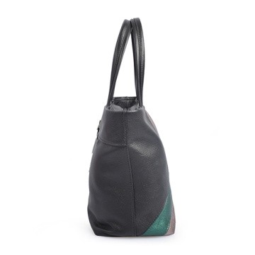 Large Pebble Black Leather Tote Bag Everyday Shopper