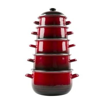 Good Quality Fiery Red Enamel Cookware Tools Enamel Casserole for Hot Pot Set