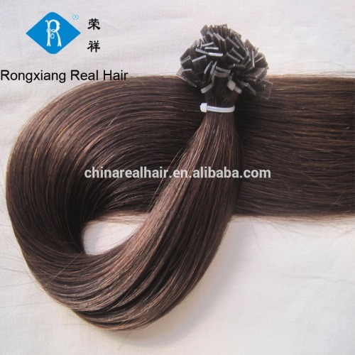 Cheap double drawn 100% human hair italian keratin flat tip hair extension