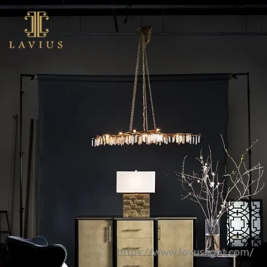 Gold brass branch crystal chandelier Trendy design crystal pendant light for dinning room kitchen