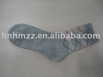 Rabbit hair cotton crew socks in high quality