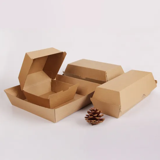 Food Grade Takeout French Fries & Hotdog Kraft Paper Packaging Boxes