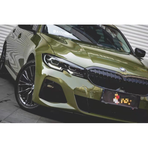 Multiapplication Crystal Glossy Battle Green Car Vinyl Wrap