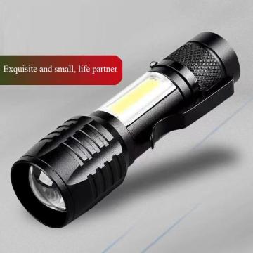USB Rechargeable COB Zoomable Tactical Camping Flashlight
