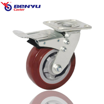 3inch High Strength Purplish Red Polyurethane Casters