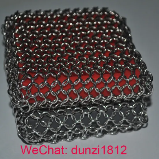 Stainless Steel ring mesh Cast Iron Pan cleaner scruber