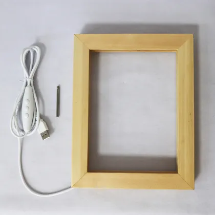 Hot Sale Oak Photo Frame with LED Night Light Table Lamp