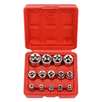 14Pcs CRV E Torx Star Bit Sockets Set 1/2'' 3/8'' 1/4'' Drive E4-E24 Repair Tools