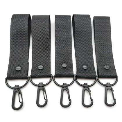 Black Motorcycle Strap Nylon Keychain Customizable