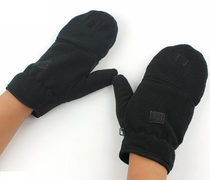 Half Finger Polar Fleece Gloves Black