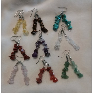 Natural Tumbled Stone Dangle Earrings for Women Colorful Crystal Dangle Drop Hook Earrings Chakra Healing Gemstone Chip Earrings