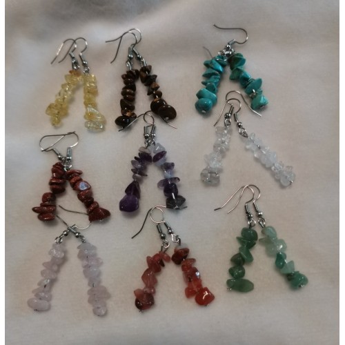 Natural Tumbled Stone Dangle Earrings for Women Colorful Crystal Dangle Drop Hook Earrings Chakra Healing Gemstone Chip Earrings