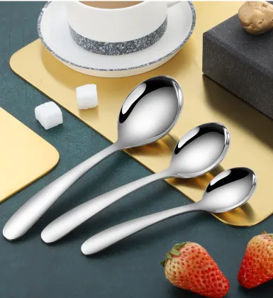 Dinner Round Soup Spoon Silver Stainless Steel Spoon