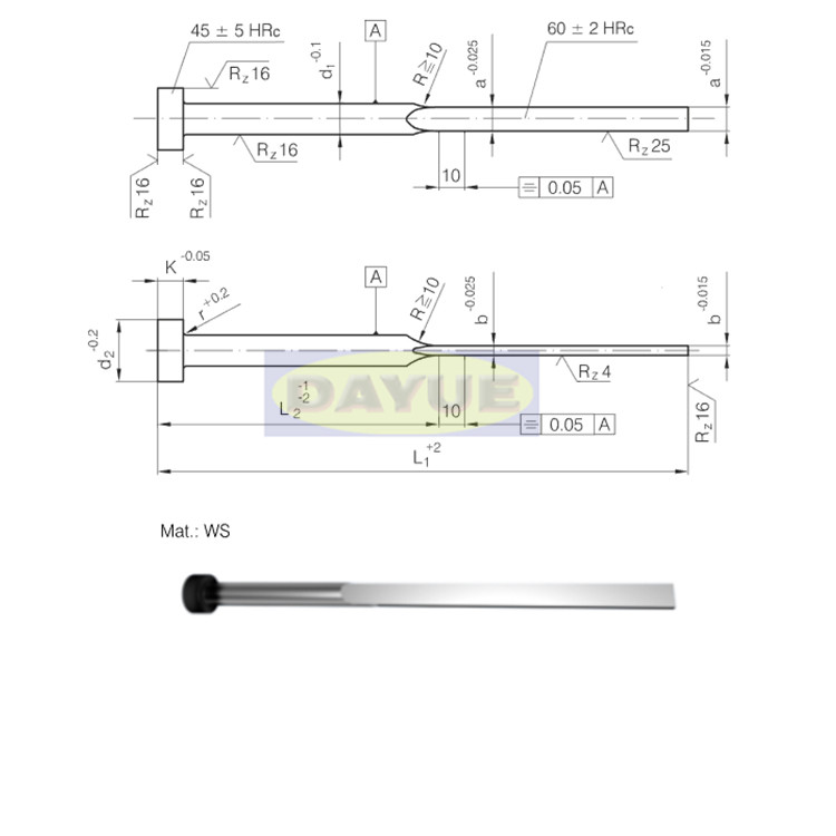 Auswerferstifte Din Iso 8693 Din 1530 Teil 4 Din 1530 Form F