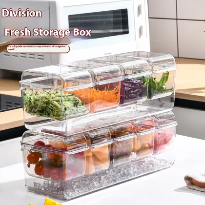 Transparent Plastic Multi-Grid Preservation Box with Detachable Ice Storage