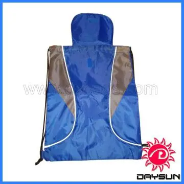 navy draw string sling backpack