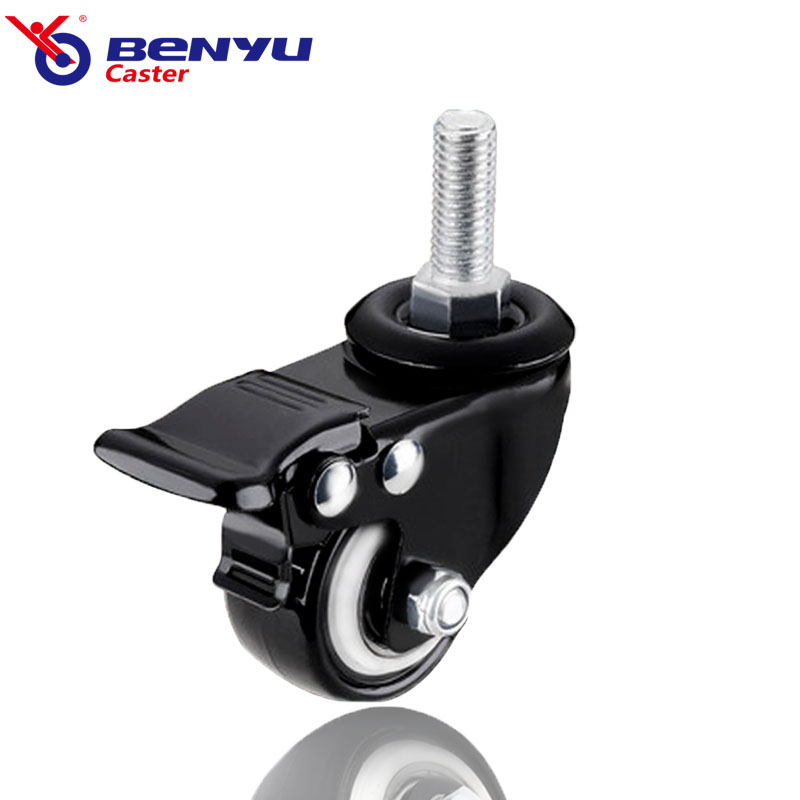 63mm Furniture Stem Casters with Brakes Silent Wheel