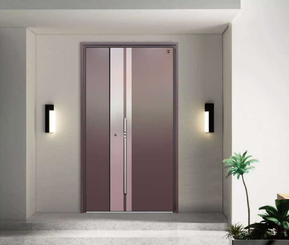 Klasikong istilo ng pilak na brown aluminyo alloy door